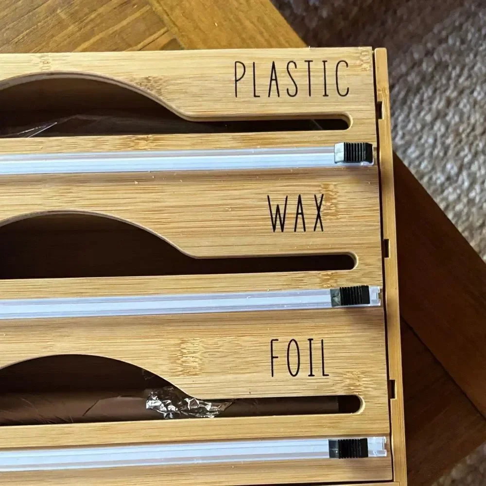 Rae Dunn like Bamboo Kitchen Wrap Organizer